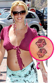 Britney Spears Pink Dice Hand Tattoo